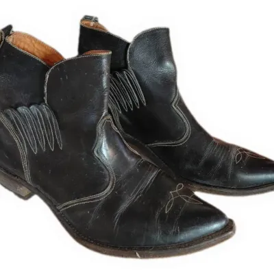 Acme leather short cowboy boots 1950 60s stitch details