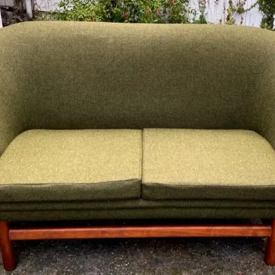 Outstanding mid century hercules loveseat in olive green
