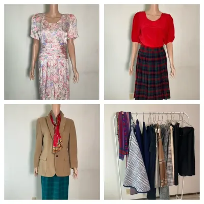 Vintage natural fiber clothing lot silk wool and wool blends