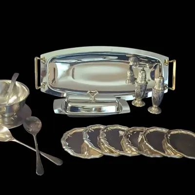 CK209 Lot Of Silver Plated & Stainless Steel Serving Pieces