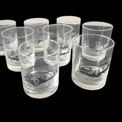 CK241 Set Of Seven Automobile Whiskey Lowball Glasses 