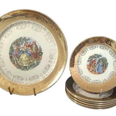 CK201 Sabin Crest-O-Gold 22K Colonial Porcelain Plates