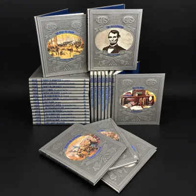 Sale Photo Thumbnail #186: Comprehensive set of Time-Life Books 'The Civil War' series in silver faux-leather embossed hardcovers. Includes multiple volumes and the Master Index guide in excellent condition.