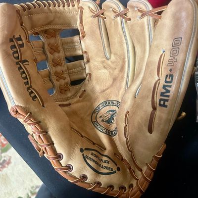 Sale Photo Thumbnail #50: Vintage Nokona AMG-400 baseball glove, crafted from top-grain American-made leather with soft-flex cushion padding.