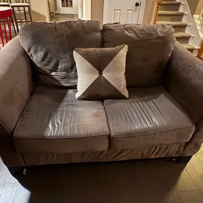 Sale Photo Thumbnail #33: Contemporary brown microfiber loveseat 
