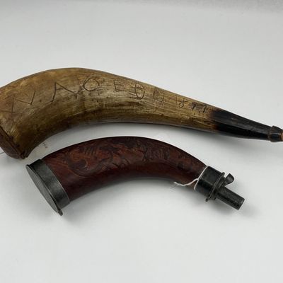 Sale Photo Thumbnail #53: Pair American Powder Horns