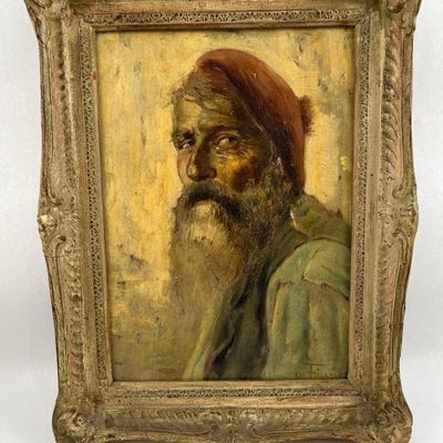 Sale Photo Thumbnail #444: R. Frigerio Bearded Man Oil on Board