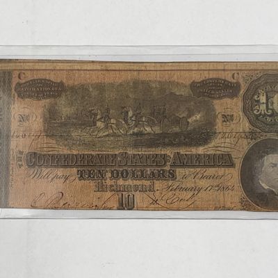 Sale Photo Thumbnail #148: 1864 CSA $10 Note T-68 Richmond