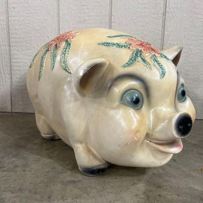 Sale Photo Thumbnail #414: Molded Ceramic Floral Piggy Bank
