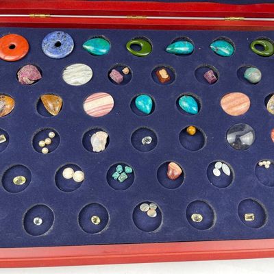 Sale Photo Thumbnail #227: Gemstones & Minerals in Wood Case