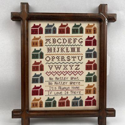 Sale Photo Thumbnail #545: Cross-Stitch Alphabet & House Sampler