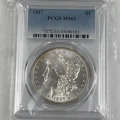 Sale Photo Thumbnail #30: 1887 US Morgan Silver Dollar PCGS MS63