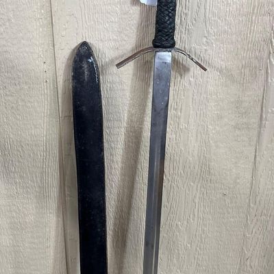 Sale Photo Thumbnail #367: Medieval Longsword with Leather Scabbard