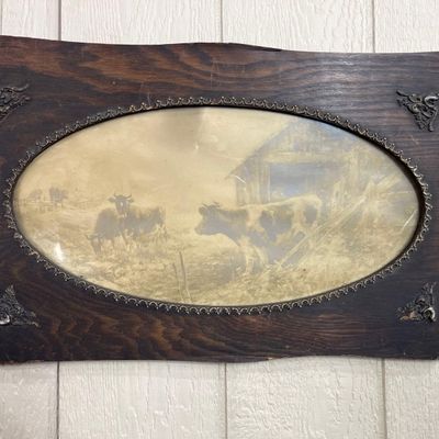 Sale Photo Thumbnail #13: Sepia Photo, Pastoral Farm, Oak Frame