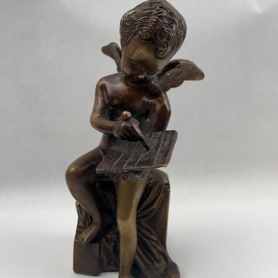 Sale Photo Thumbnail #65: Bronze Cherub Writing on Tablet