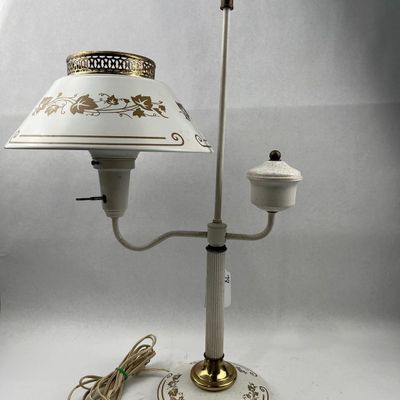 Sale Photo Thumbnail #304: Toleware 2-Arm Student Lamp