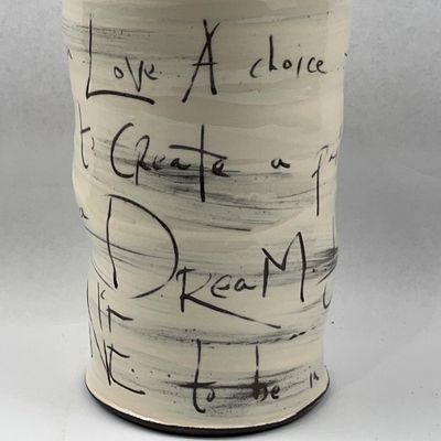 Sale Photo Thumbnail #141: Large Hand Thrown Stoneware Poetry Vase