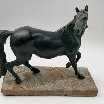 Sale Photo Thumbnail #456: Bronze Horse Sculpture on Onyx Base