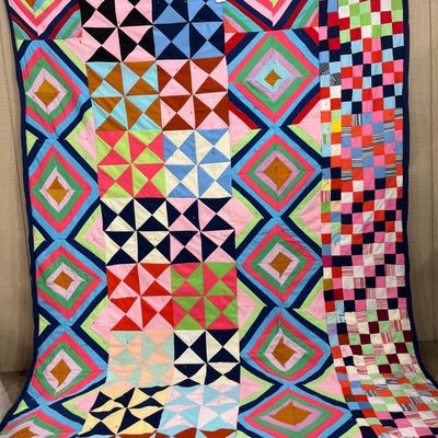 Sale Photo Thumbnail #49: American Geometric Patchwork Quilt