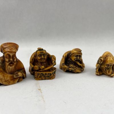 Sale Photo Thumbnail #197: 4 Boxwood Figural Netsuke