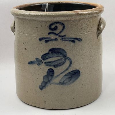 Sale Photo Thumbnail #245: US Salt-Glaze Stoneware Cobalt Crock