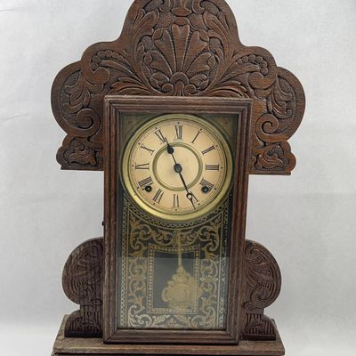 Sale Photo Thumbnail #68: Sessions Oak Gingerbread Mantel Clock