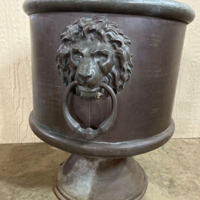 Sale Photo Thumbnail #330: Metal Jardiniere with Lion Handles
