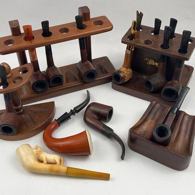 Sale Photo Thumbnail #10: Briar & Meerschaum Pipes with Racks