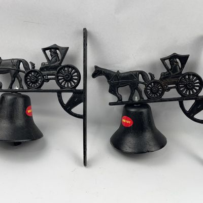 Sale Photo Thumbnail #488: Pair Cast Iron Horse & Buggy Bells