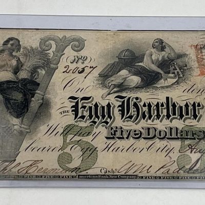 Sale Photo Thumbnail #153: Egg Harbor Bank $5 Note, NJ 1861