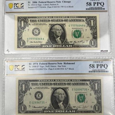 Sale Photo Thumbnail #376: 1974 Star & 2006 Fancy $1 Notes