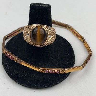 Sale Photo Thumbnail #435: Tiger's Eye Ring & Sterling Bracelet