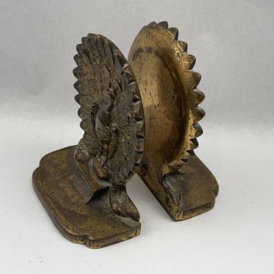 Sale Photo Thumbnail #164: A Pair of Cast Brass Peacock Bookends