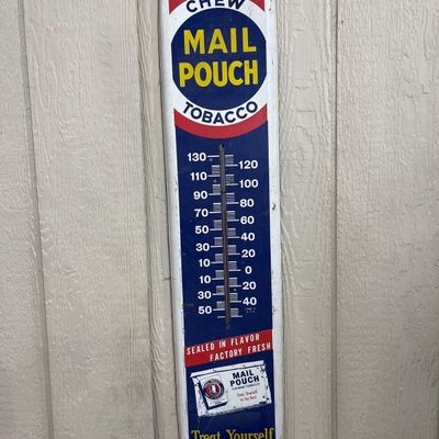 Sale Photo Thumbnail #362: Mail Pouch Porcelain Thermometer