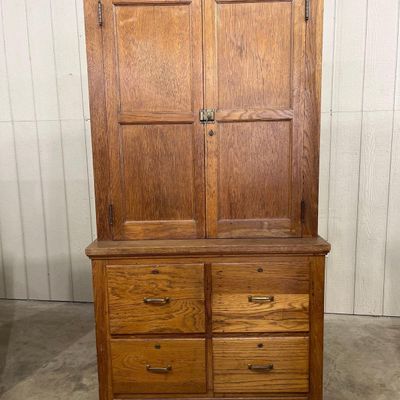 Sale Photo Thumbnail #127: American Mission Oak Library Cabinet