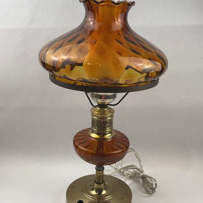 Sale Photo Thumbnail #242: Amber Swirled Glass Hurricane Lamp
