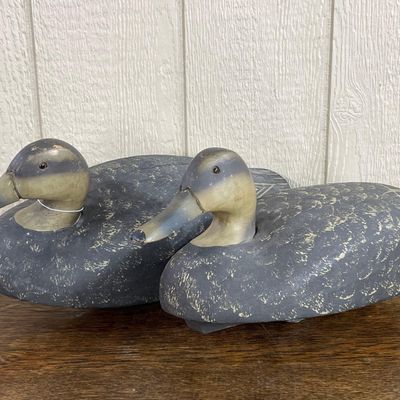 Sale Photo Thumbnail #14: Pair Hand Painted Wood Duck Decoys