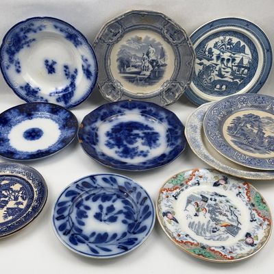 Sale Photo Thumbnail #166: 10 Blue & White Ceramic Plates/Bowl