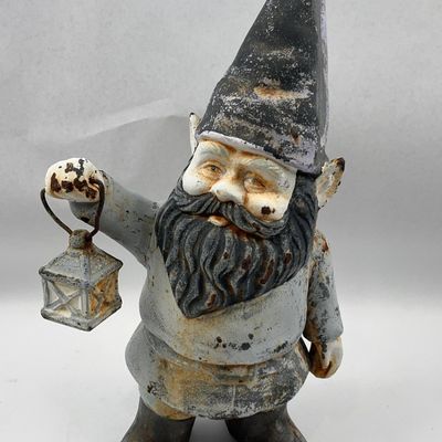 Sale Photo Thumbnail #508: Cast Iron Garden Gnome with Lantern