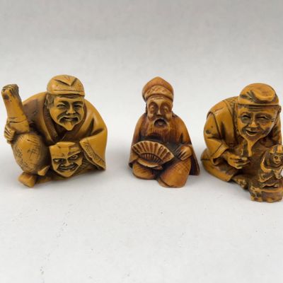 Sale Photo Thumbnail #199: 3 Japanese Style Resin Netsuke