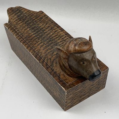 Sale Photo Thumbnail #35: Folk Art Faux Painted Wood Slide Box