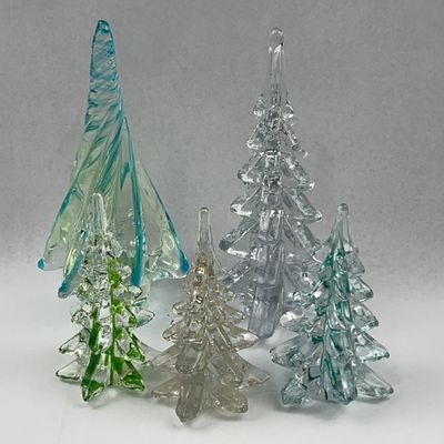 Sale Photo Thumbnail #400: Glass Christmas Trees & Enesco Figurine