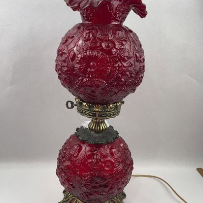 Sale Photo Thumbnail #235: Ruby Red Glass Poppy Parlor Lamp