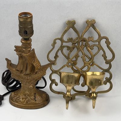 Sale Photo Thumbnail #296: Galleon Lamp & Brass Sconces
