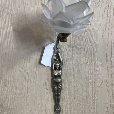 Sale Photo Thumbnail #303: Silvered Sconce with Glass