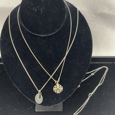 Sale Photo Thumbnail #438: Sterling/Silver Tone Pendants & Chains