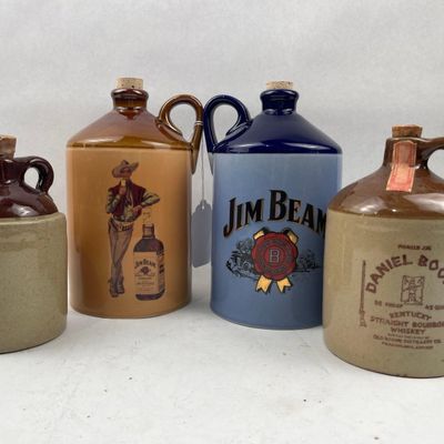 Sale Photo Thumbnail #379: Wade & Old Boone Whiskey Jugs, Ceramic