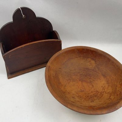 Sale Photo Thumbnail #322: Wood Dough Bowl & Hanging Box