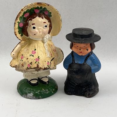 Sale Photo Thumbnail #382: Pair Cast Iron Dutch Boy & Girl Banks