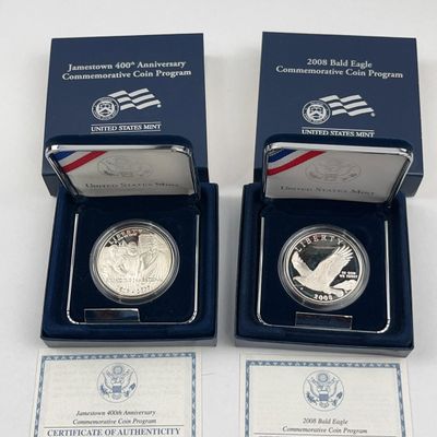 Sale Photo Thumbnail #369: Pair US Mint Silver Dollars 2007 & 2008